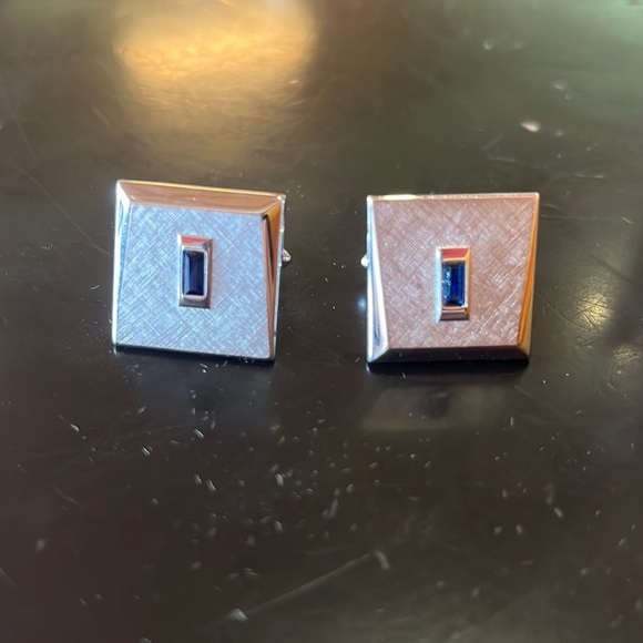Vintage Swank Silver/Amethyst Cufflinks. FREE SHIPPING. - Picture 1 of 3